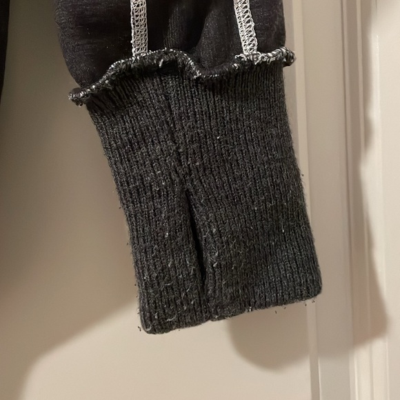 NWOT Free People Gray/Black Quarter Zip Sweater with White Stitching OS - Picture 2 of 5